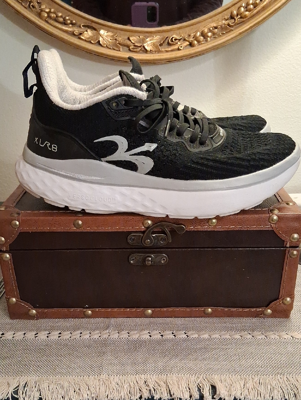 Women's Gdefy Black Athletic Running Shoes with White Midsole